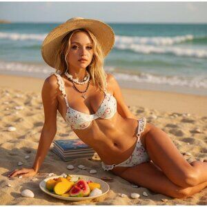 Capittana Bikini Set ✦ Zoe Paisley Ruffle Luxe ✦ Artisan Resort Swimwear Peru M